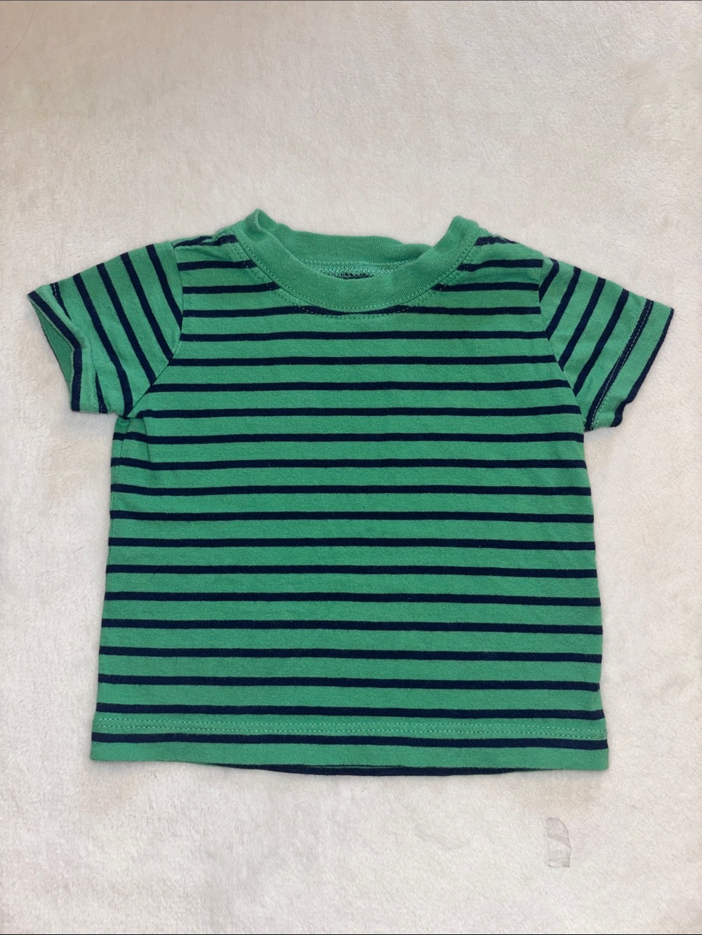 (3 for $10) carters Striped Green & Navy Short Sleeve Kids Tee 6 months